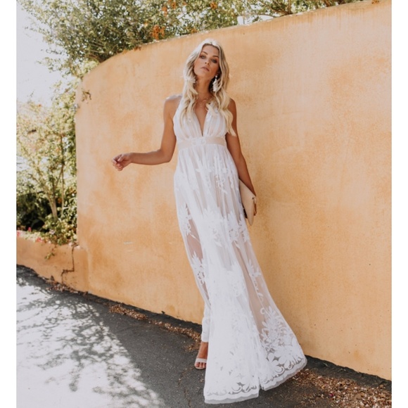 LONGINA White Lace Maxi Dress - Picture 2 of 8